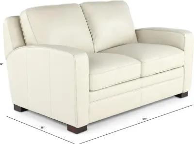 Stallion Ivory White Leather Loveseat