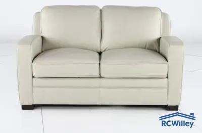 Stallion Ivory White Leather Loveseat