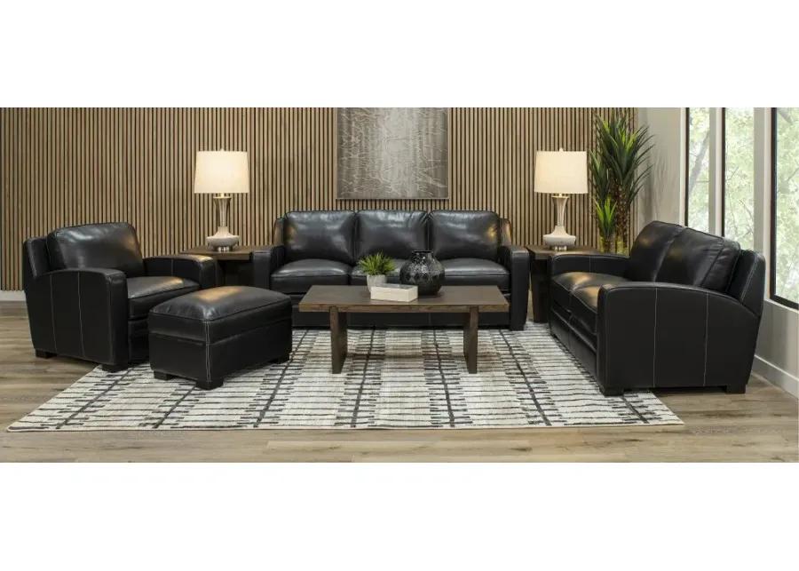 Stallion Black Leather Loveseat