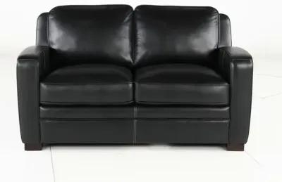 Stallion Black Leather Loveseat