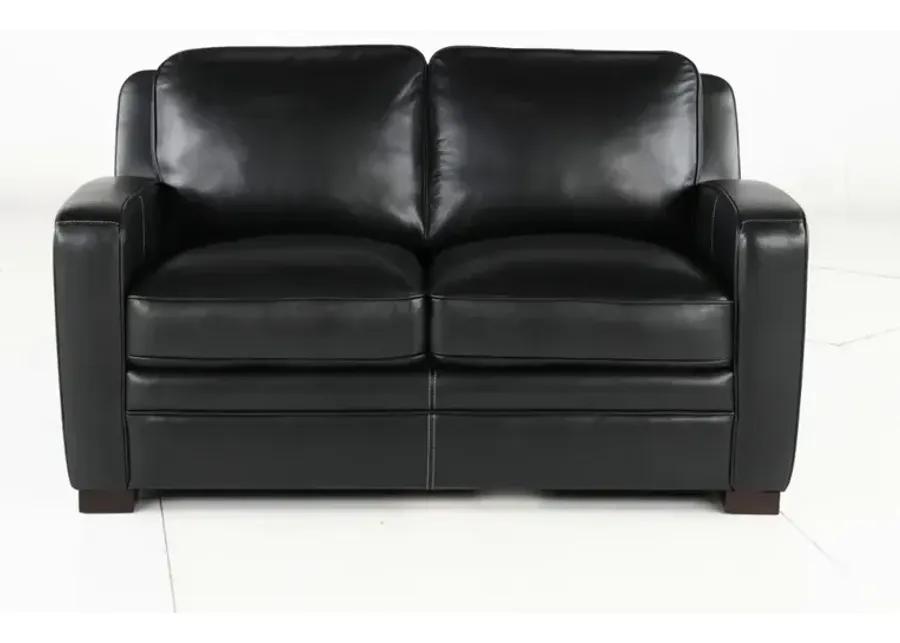 Stallion Black Leather Loveseat