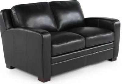 Stallion Black Leather Loveseat