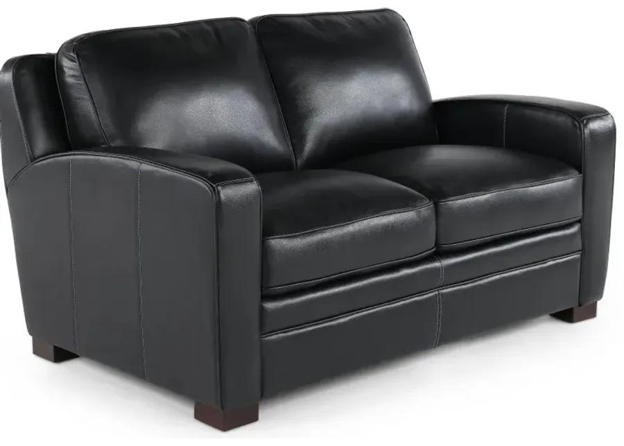 Stallion Black Leather Loveseat