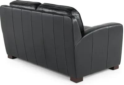 Stallion Black Leather Loveseat