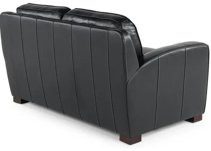 Stallion Black Leather Loveseat