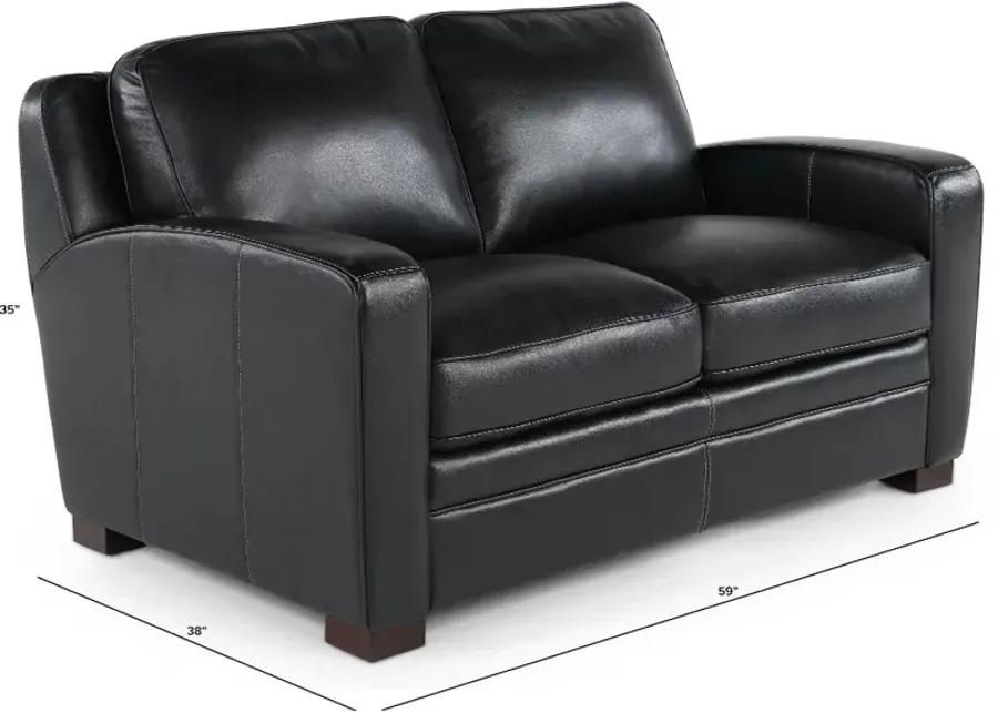 Stallion Black Leather Loveseat