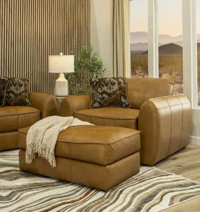 Corvara Tan Leather Ottoman