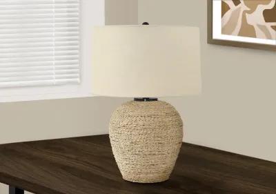 25 Inch Rattan Beige Table Lamp