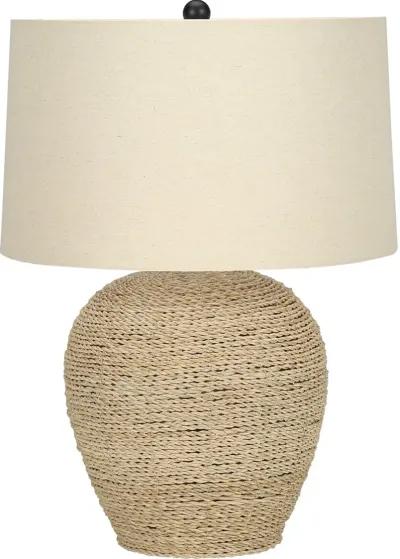 25 Inch Rattan Beige Table Lamp