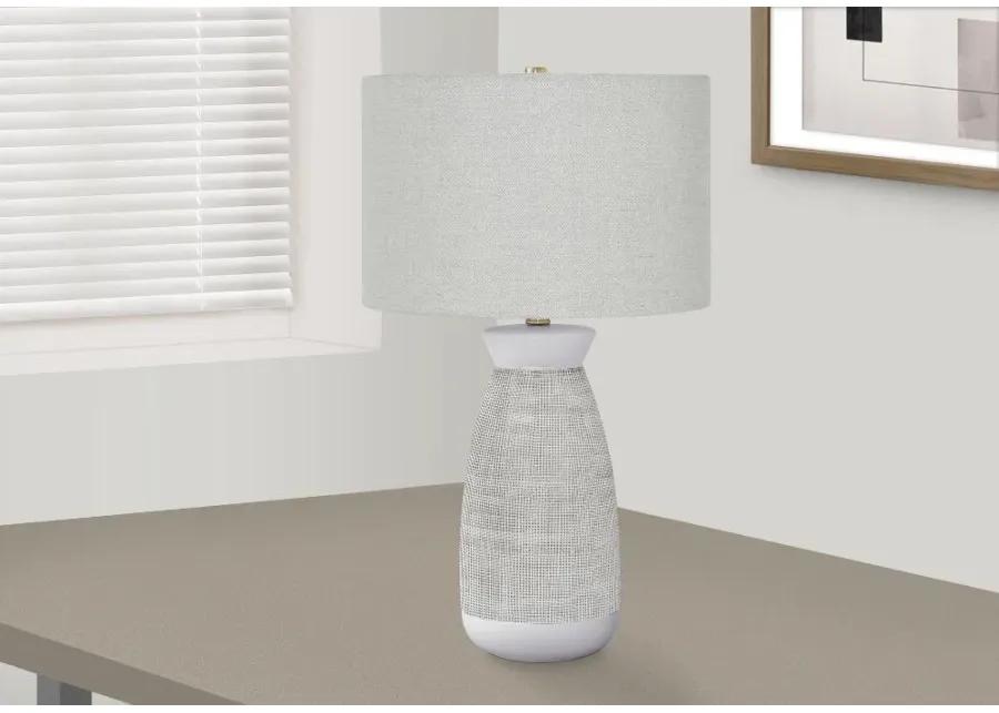 27 Inch White and Gray Ceramic Table Lamp