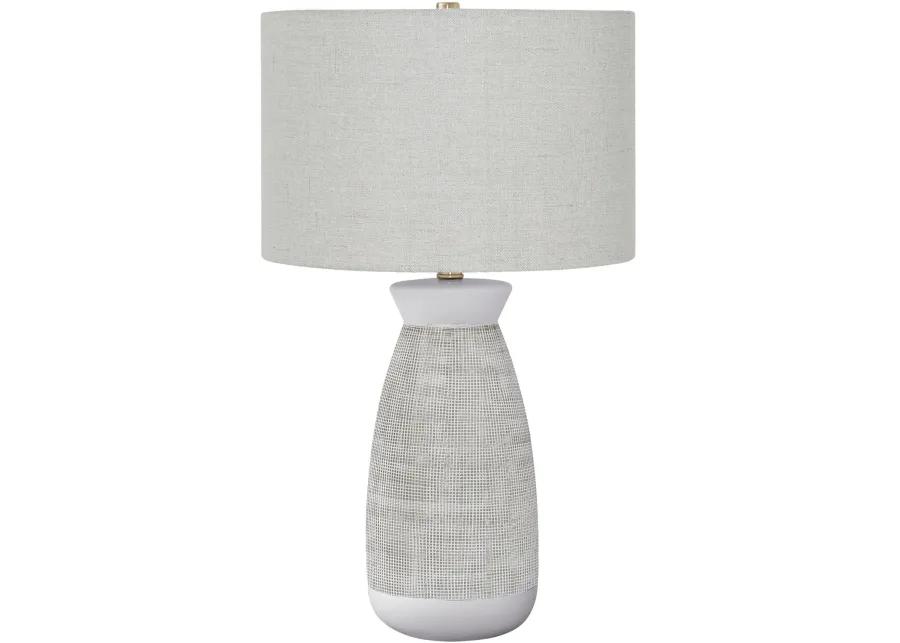 27 Inch White and Gray Ceramic Table Lamp