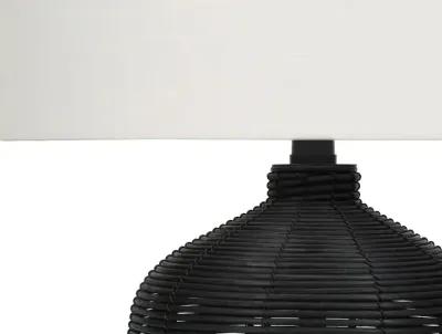 23 Inch Black Rattan Table Lamp