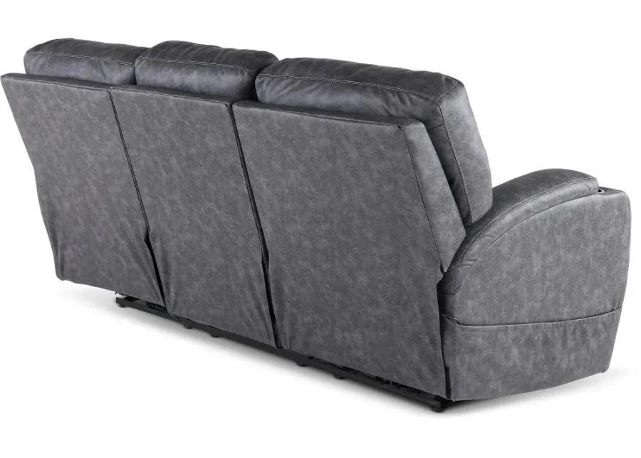 Jaguar Charcoal Power Reclining Sofa with Headrest and Lumbar