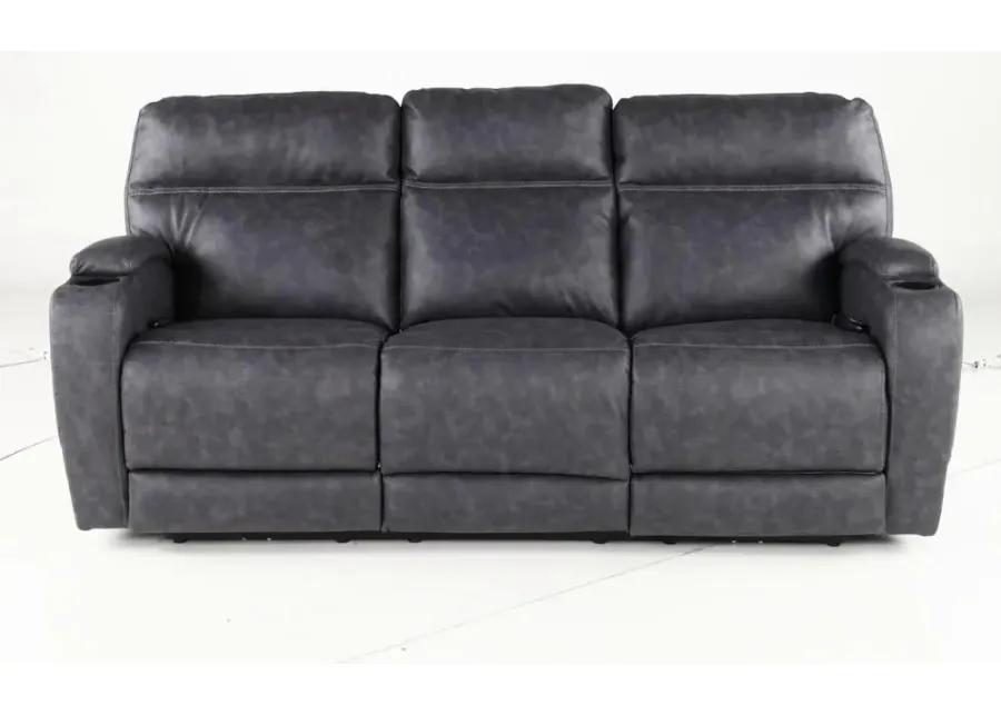 Jaguar Charcoal Power Reclining Sofa with Headrest and Lumbar