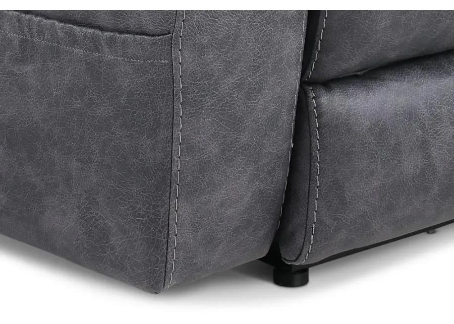 Jaguar Charcoal Power Reclining Sofa with Headrest and Lumbar