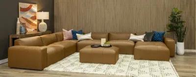 Zachary Tan Leather 6 Piece Modular Sectional