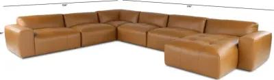 Zachary Tan Leather 6 Piece Modular Sectional