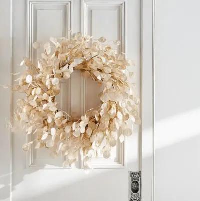 Cream 33 Inch Fabric Silver Dollar Wreath