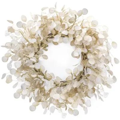 Cream 33 Inch Fabric Silver Dollar Wreath