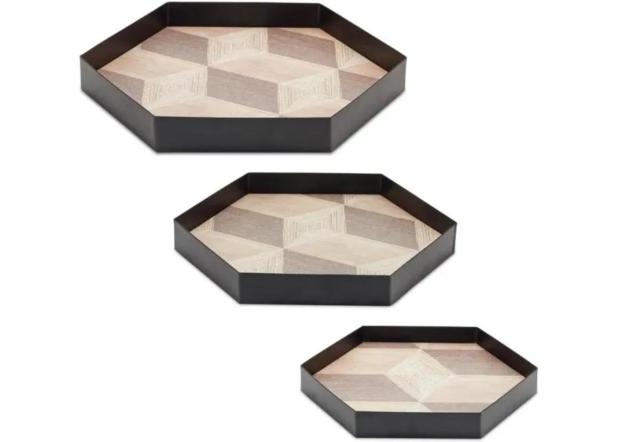 Small Black and Brown Geometric Accent Tray