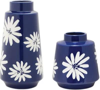 Large 11.75-Inch Blue and White Flower Ceramic Vase