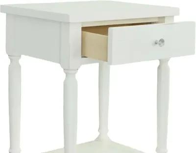 Theo White Side Table with Charging Port