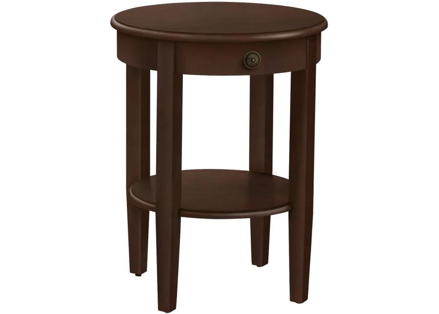 Espresso Brown Round Transitional Side Table