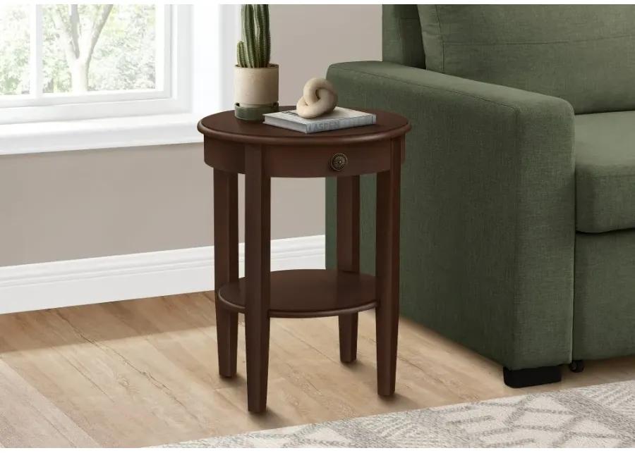 Espresso Brown Round Transitional Side Table