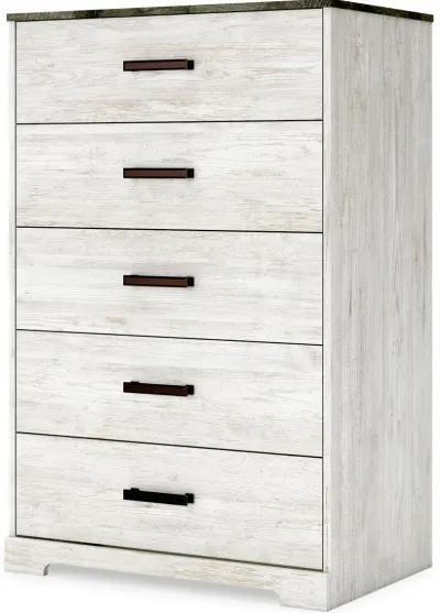 Sutton Whitewash Five Drawer Chest