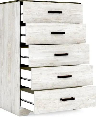 Sutton Whitewash Five Drawer Chest