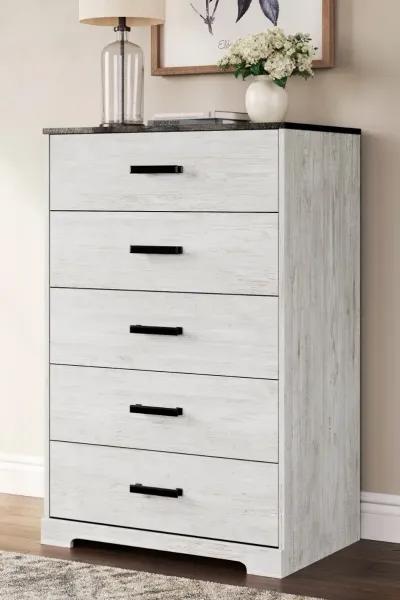 Sutton Whitewash Five Drawer Chest