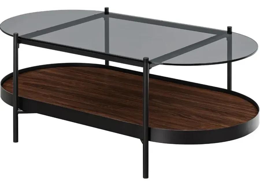 Capsule Black and Walnut Two-Tier Coffee Table