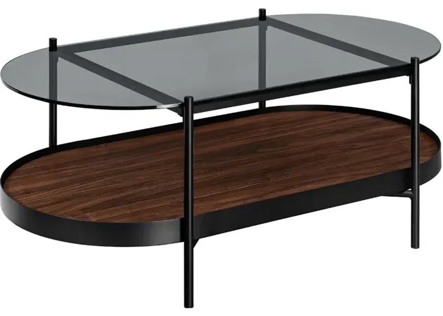 Capsule Black and Walnut Two-Tier Coffee Table