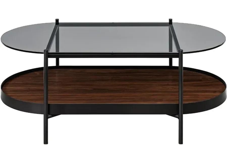 Capsule Black and Walnut Two-Tier Coffee Table