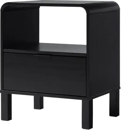 Elias Black Rounded Edge Nightstand