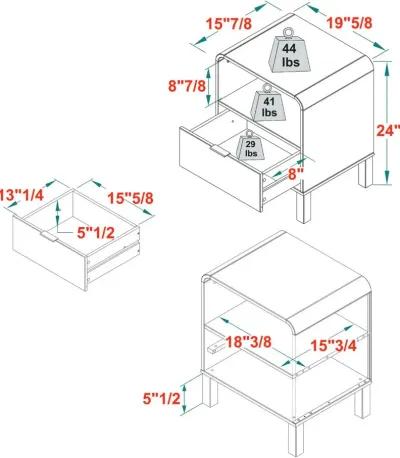 Elias Black Rounded Edge Nightstand