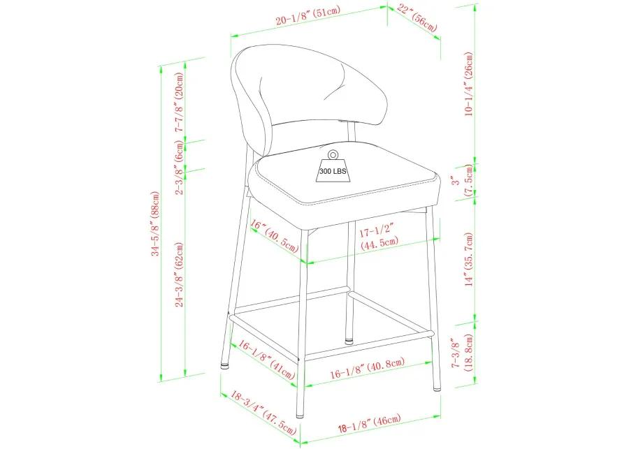 Alexis Charcoal Curved Back Counter Height Stool - Set of 2