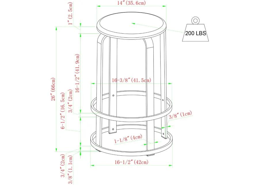 Colton 26" Metal and Wood Round Bar Stool