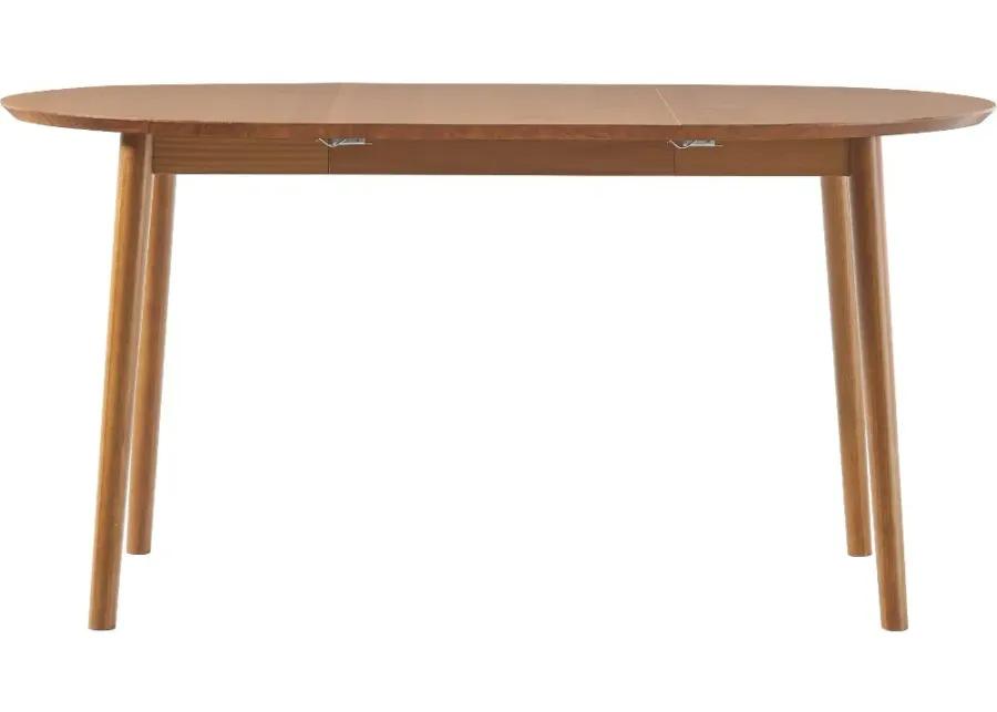 Mid Century Modern Caramel Wood Oval Dining Table