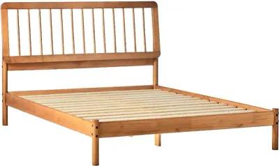 Cama Caramel Wood Queen Spindle Bed