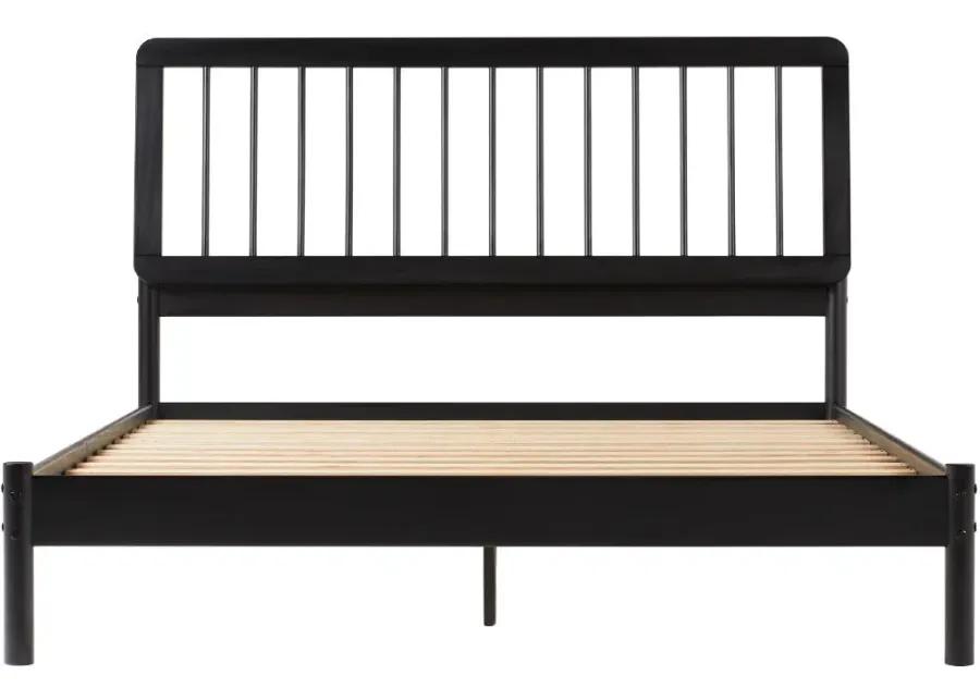 Cama Black Wood Queen Spindle Bed