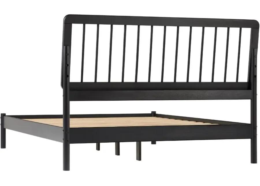 Cama Black Wood Queen Spindle Bed