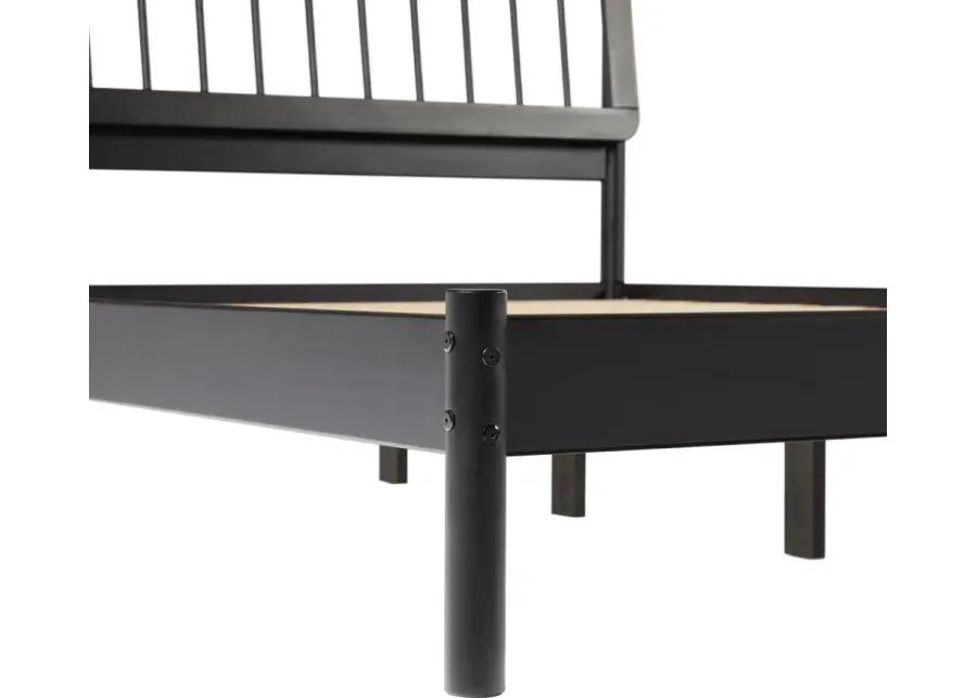 Cama Black Wood Queen Spindle Bed