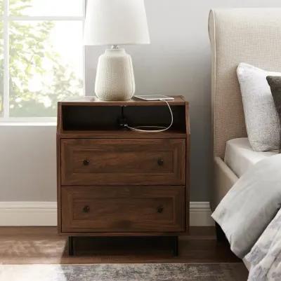 Welsh Walnut Open Top End Table with USB