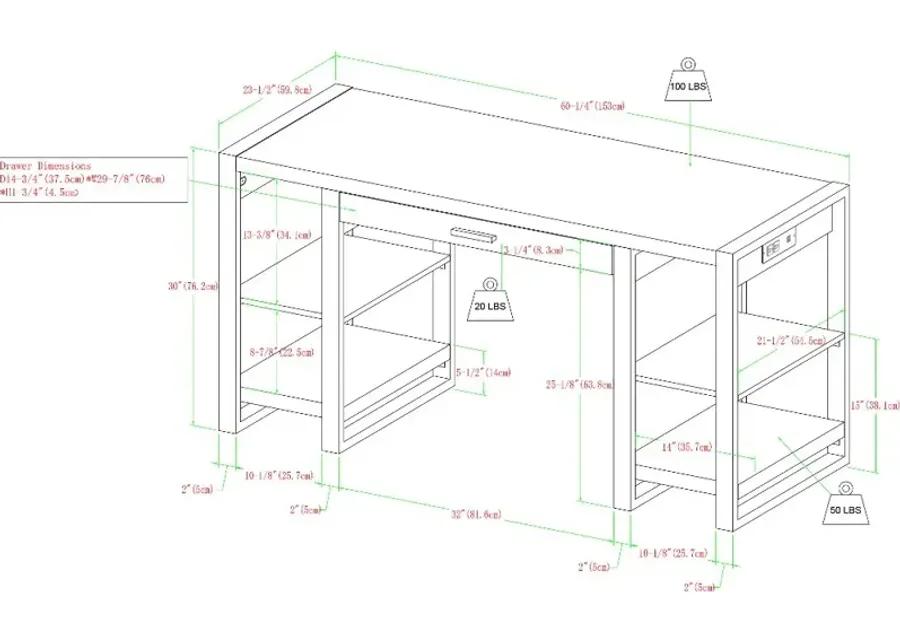 Urban Blend Dark Walnut Storage Desk