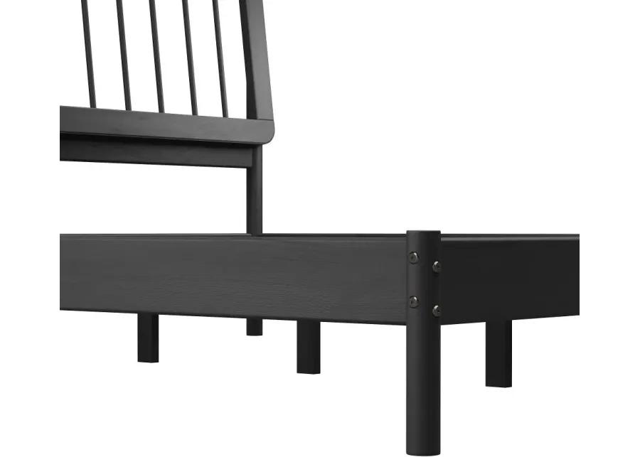 Cama Black Wood King Spindle Bed