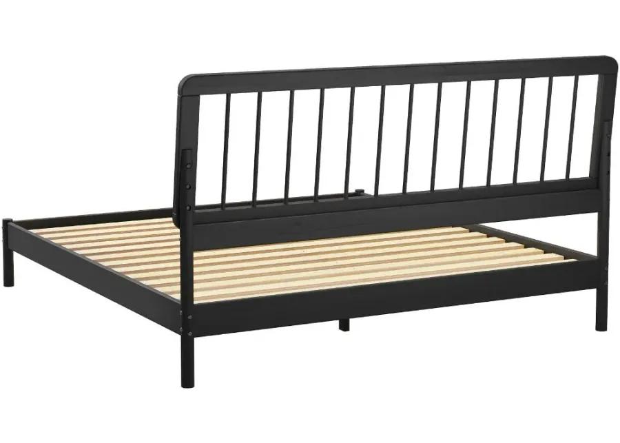 Cama Black Wood King Spindle Bed