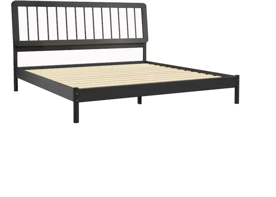 Cama Black Wood King Spindle Bed