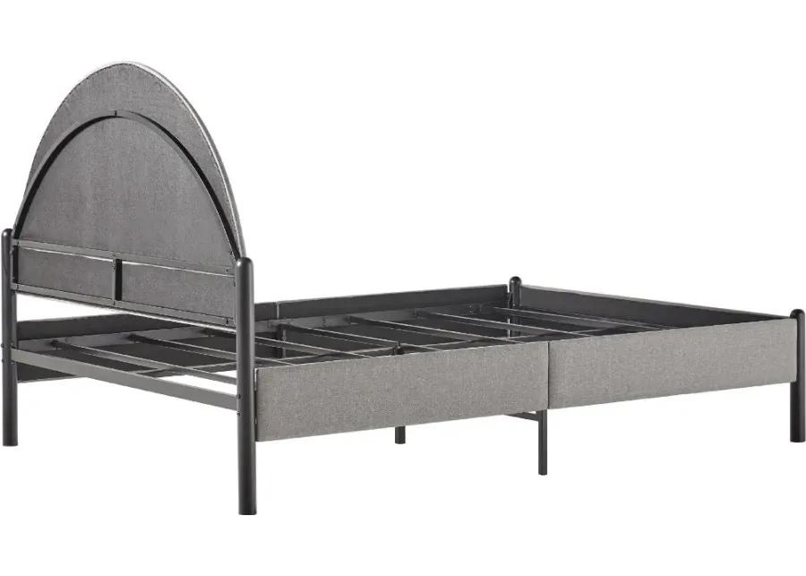 Gastonia Queen Gray Upholstered Bed with Arched Headboard