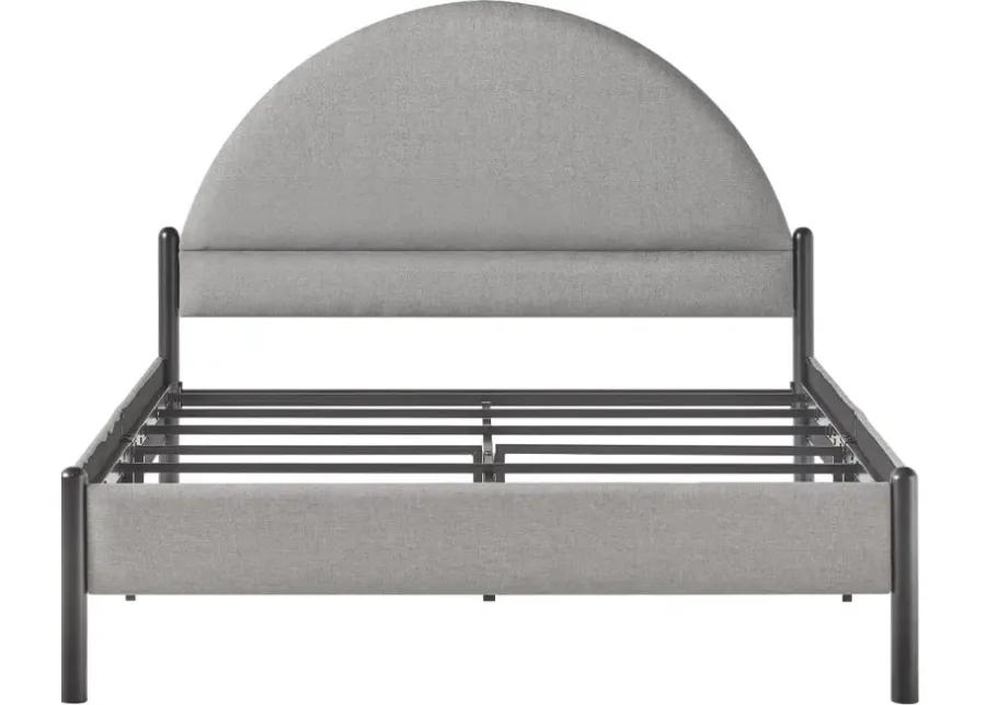 Gastonia Queen Gray Upholstered Bed with Arched Headboard